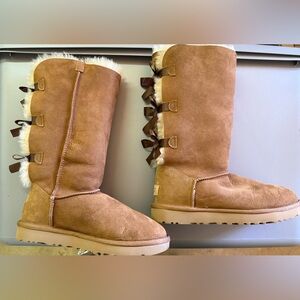 UGG Chestnut Tall Shearling Bow Back Boots